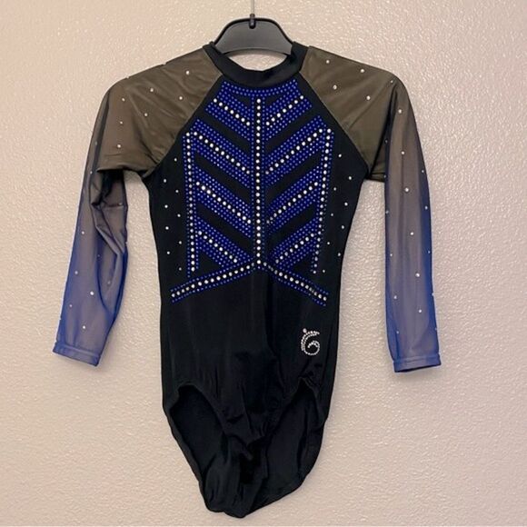Garland custom gymnastics competition rhinestone leotard long sleeve LC -XSA - Picture 1 of 7